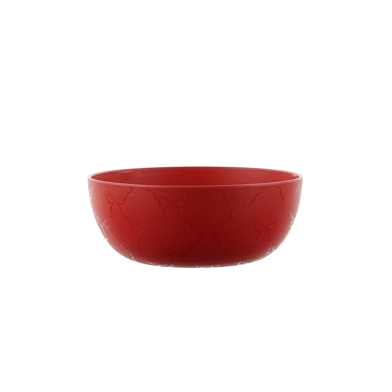 Mainstays 38 Ounce Round Plastic Etched Bow Bowl, Red | Walmart (US)