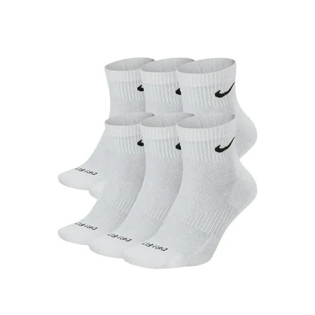 Nike Everyday Plus Cushion Ankle White/Black Socks - 6 Pair Pack SX6899-100 Large (Men s 8-12) | Walmart (US)