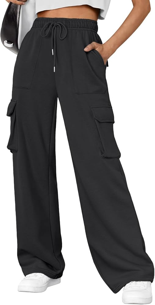 AUTOMET Womens Sweatpants Wide Leg Cargo Pants Fall Fashion Outfits Sweats Baggy Winter Clothes P... | Amazon (US)