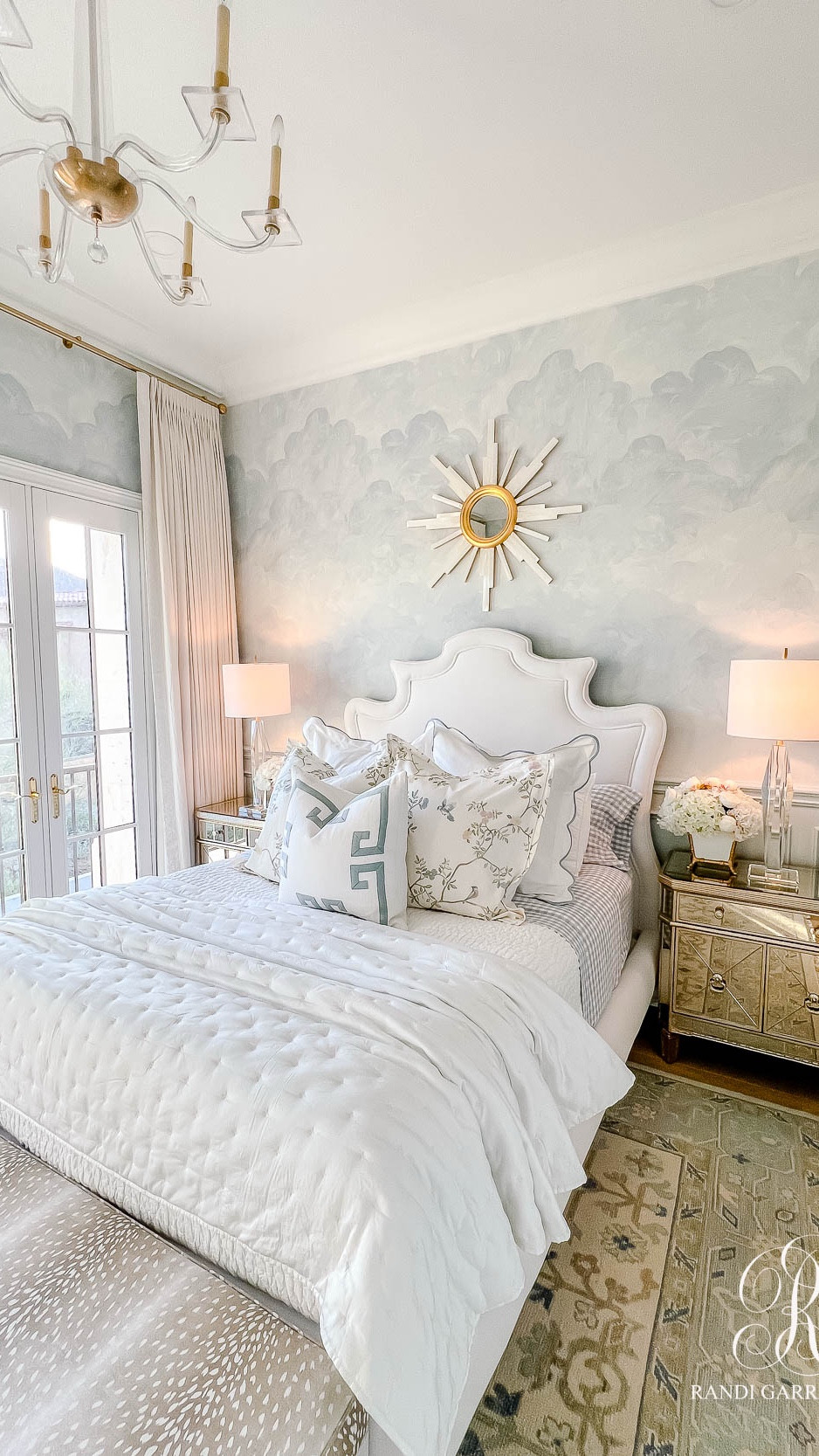 Beautiful spring linens for your bedroom. I used 2 scalloped euro shams, 2 chinoiserie euro shams and 1 fretwork pillow. The gingham linen sheets are so fun and comfy. They wash up beautifully as well. White cotton and silky quilts with matching shams complete the look. 

#LTKFindsUnder100 #LTKHome #LTKSeasonal