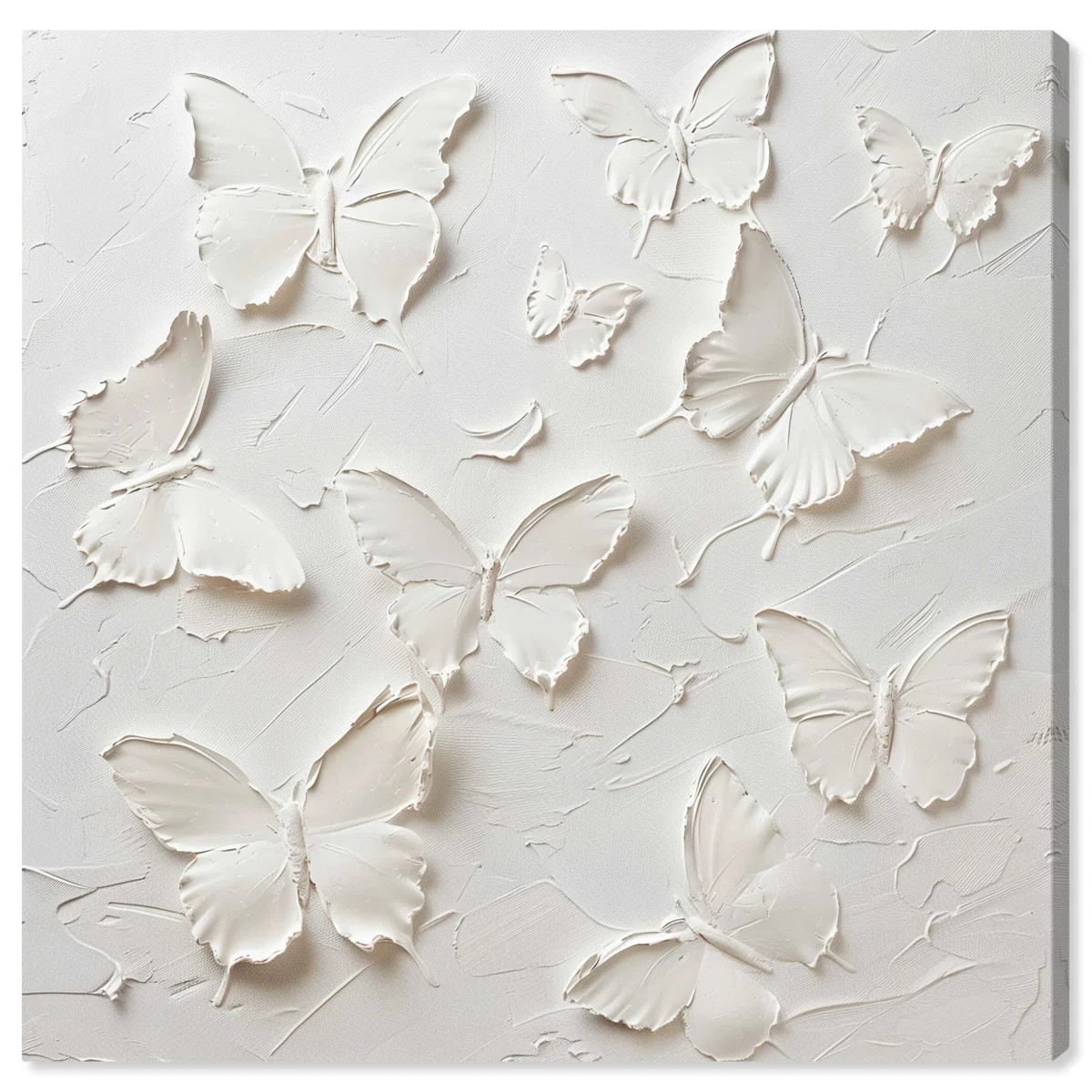 Art Remedy Butterflies In Ivory Canvas Elegant White Gold Wall Art by Art Remedy | Wayfair | Wayfair North America