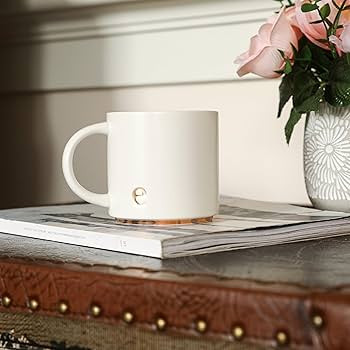 COLLECTIVE HOME - Monogram Ceramic Mugs, 15 oz Golden Initial Coffee Cups, Elegant Alphabet Tea M... | Amazon (US)