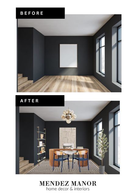 Before and after: home office design 

#office #homedecor #desk #pendant #onlineinteriordesign 

#LTKHome #LTKStyleTip #LTKSaleAlert