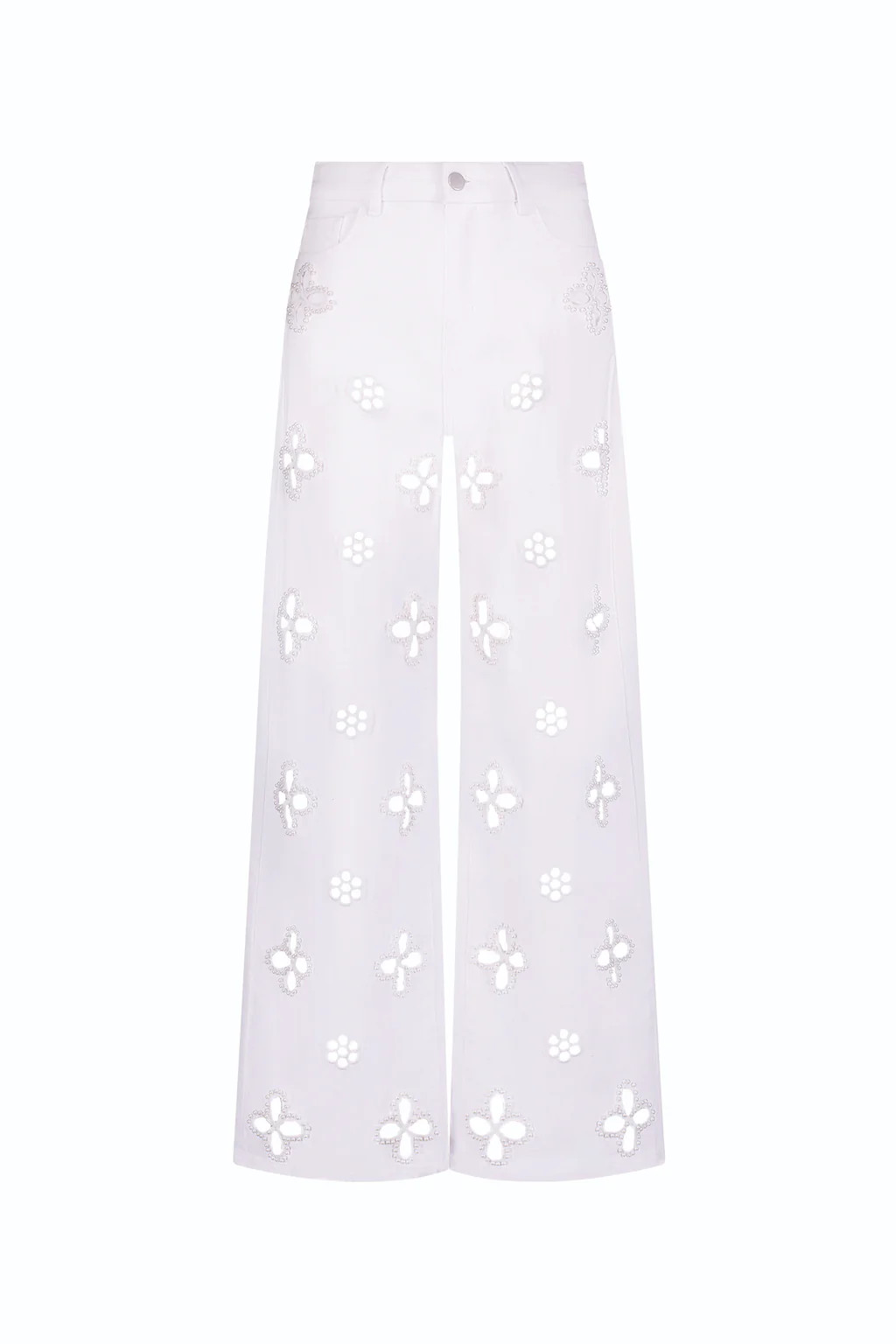 Kaia Pearl High Rise Jean - White | The Noli Shop