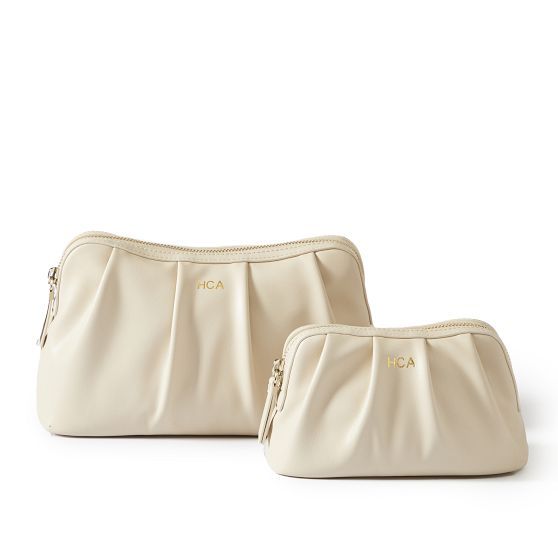 Bella Vegan Leather Ruched Pouch Set | Mark and Graham