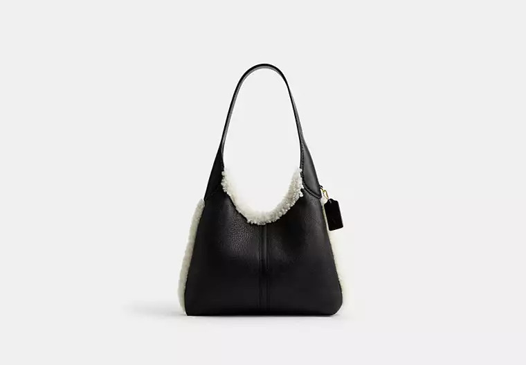 Coach Outlet Brooklyn Shoulder Bag 28 In Shearling - Black, Size: Medium | Coach Outlet US
