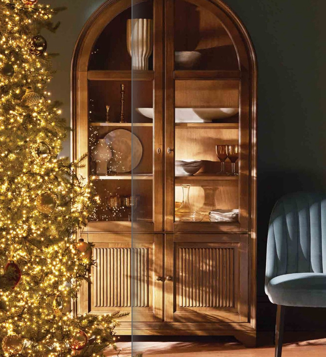 Creating a festive Christmas display cabinet can bring holiday cheer into your home. Love the mixed wood materials and brass hardware of this cabinet by Arhaus. The velvet chair is sumptuous and add a soft touch. 

#LTKHome #LTKHoliday #LTKGiftGuide