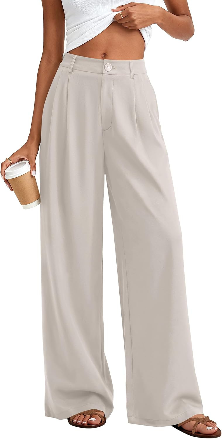 KIRUNDO Wide Leg Pants for Women 2026 Summer Flowy Polka Dot Trousers | Amazon (US)