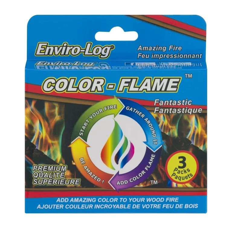 Enviro-Log Color-Flame Multi-color Wood Fire Effect Packet, 3 Count, .87" x 4.5" x 5", .88lb | Walmart (US)