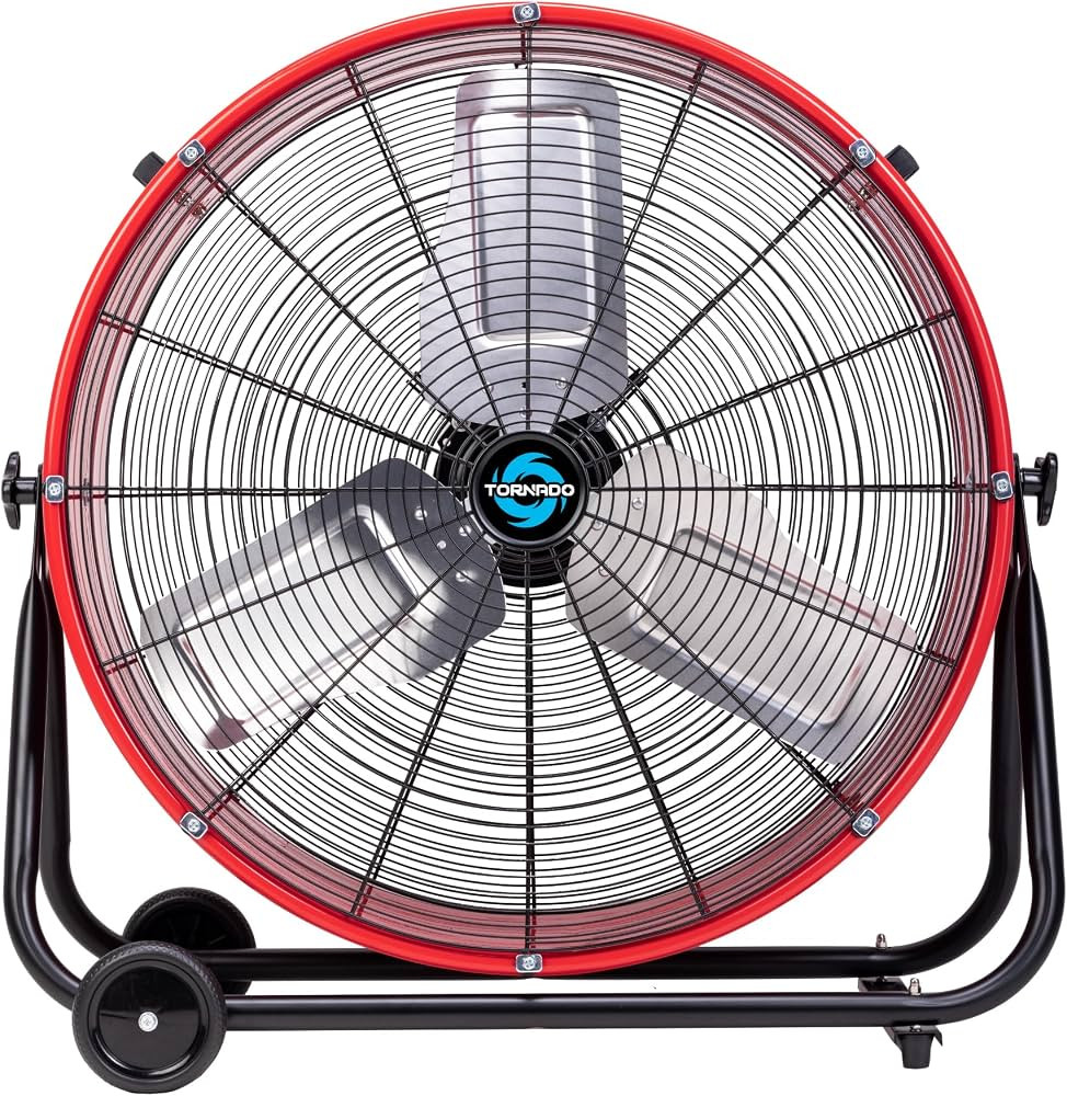 Tornado 24 Inch High Velocity Heavy Duty Tilt Metal Drum Fan Wide Version Red Commercial, Industr... | Amazon (US)