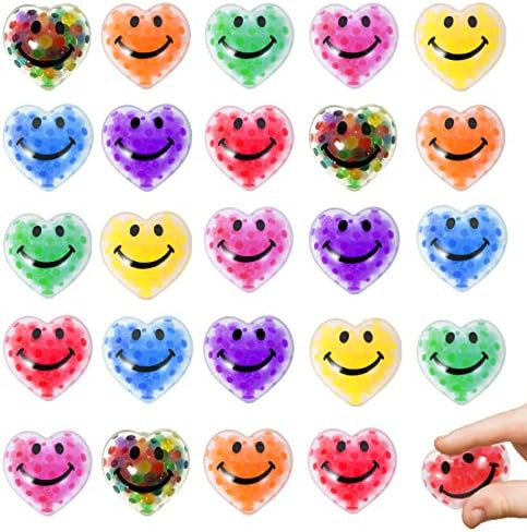 24 Pack Mini Valentines Stress Balls Toys with Water Beads for Boys Kids Girls Valentine Party Fa... | Amazon (US)