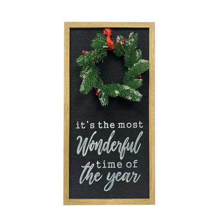 Holiday Time Christmas Black Wood Wonderful Wall Sign Décor 18inch Height | Walmart (US)