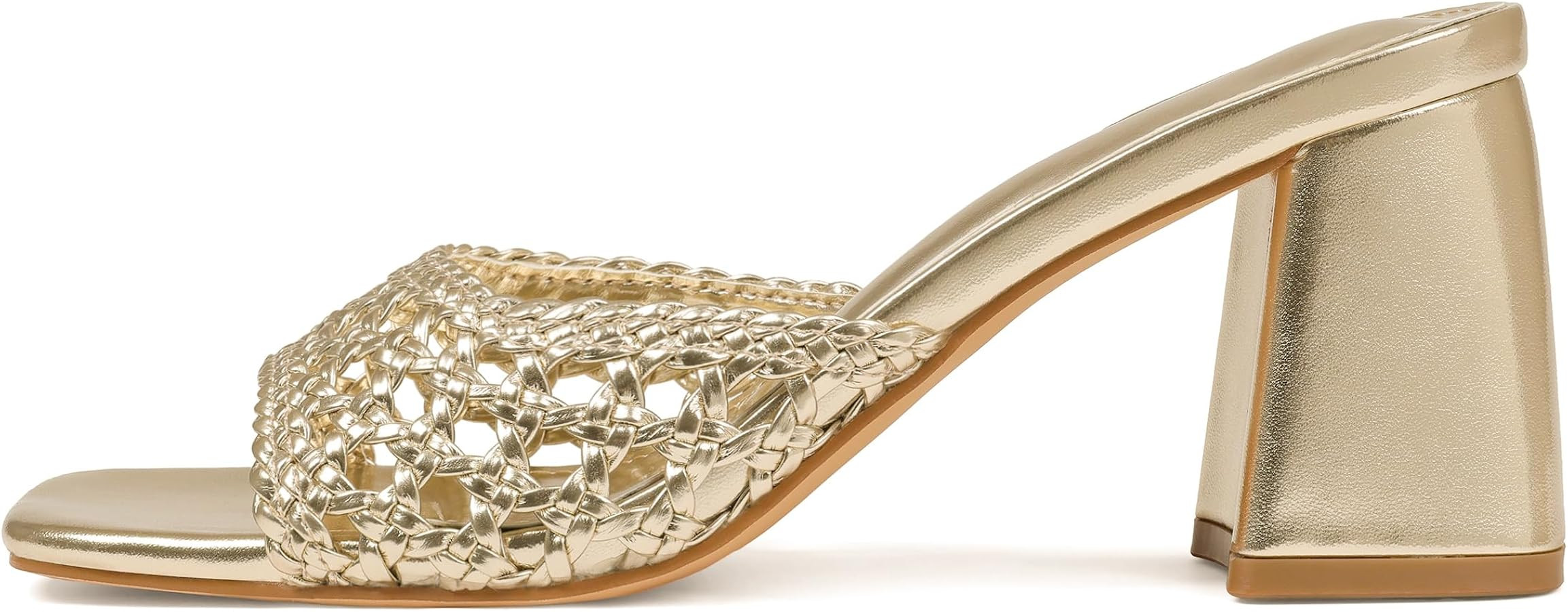 Mattiventon Heeled Sandals for Women Slide Sandals Square Open Toe Mules Chunky Heels Slip On Sum... | Amazon (US)