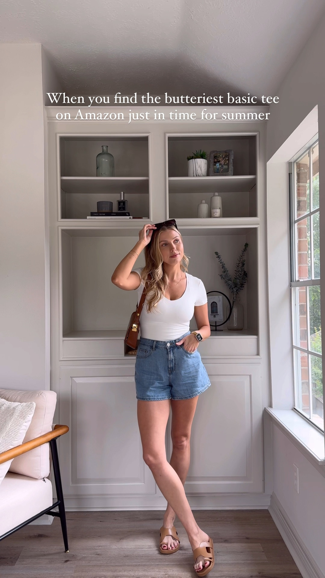 The perfect basic tee for summer! Wearing a size S, Jean shorts in size 26

#LTKSeasonal #LTKStyleTip #LTKVideo