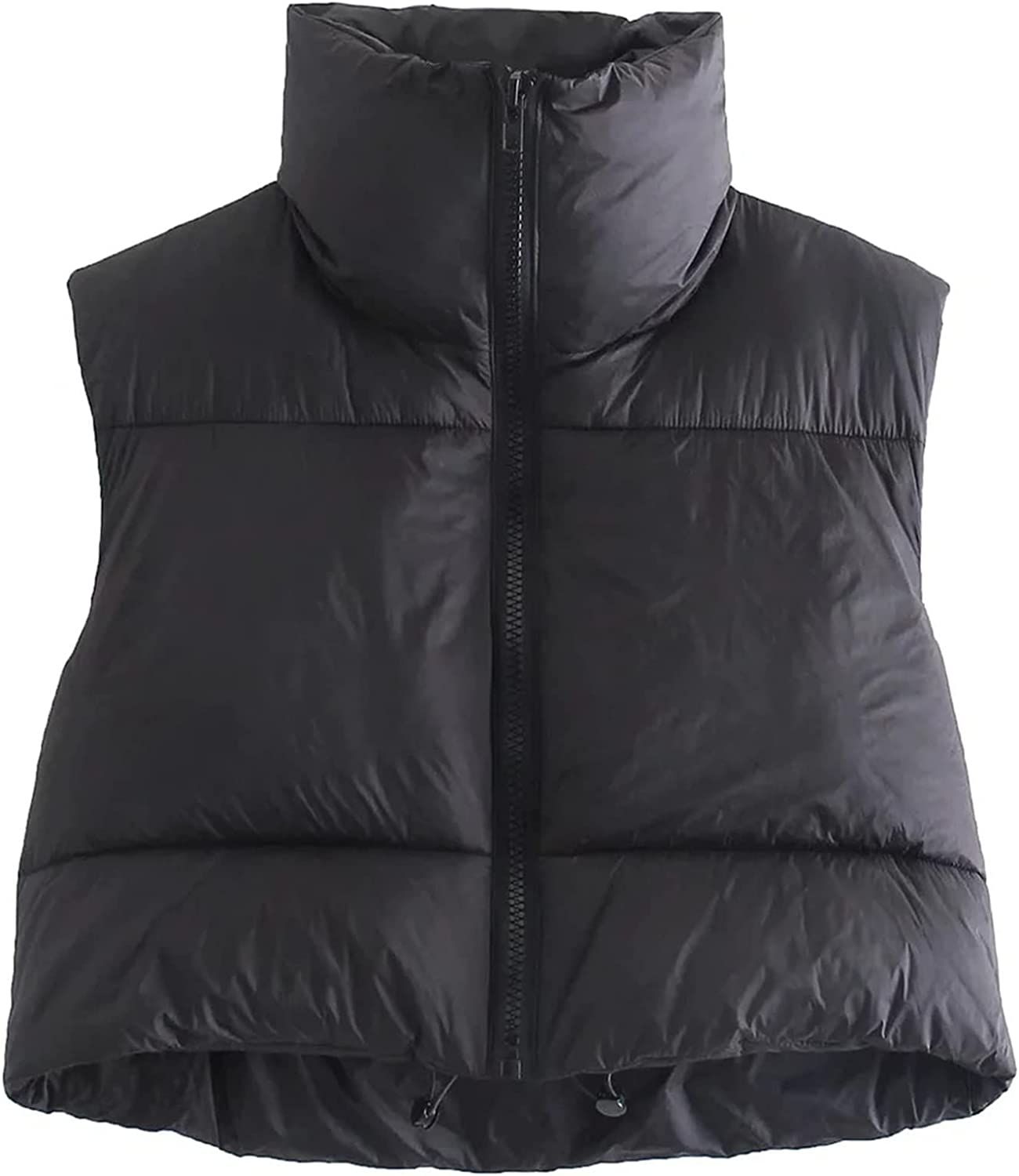 Kissonic Women's Padded Down Vest Puffer Stand Collar Zip Up Crop Sleeveless Jacket | Amazon (US)