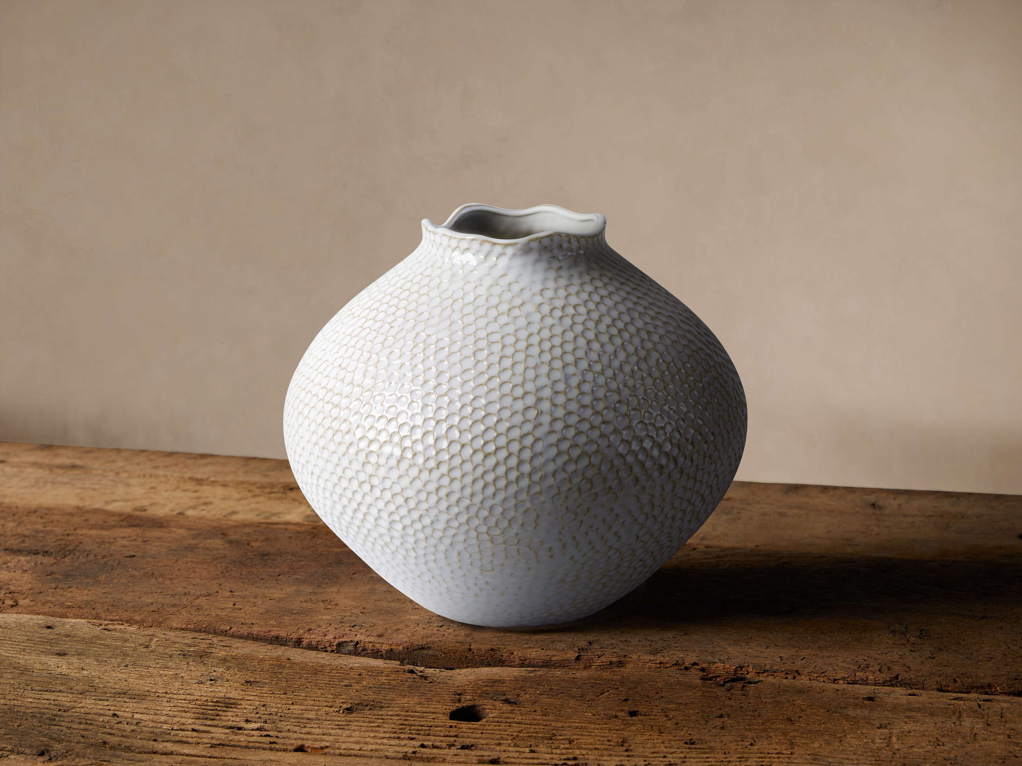 Eva Large Round Vase in Cream | Arhaus