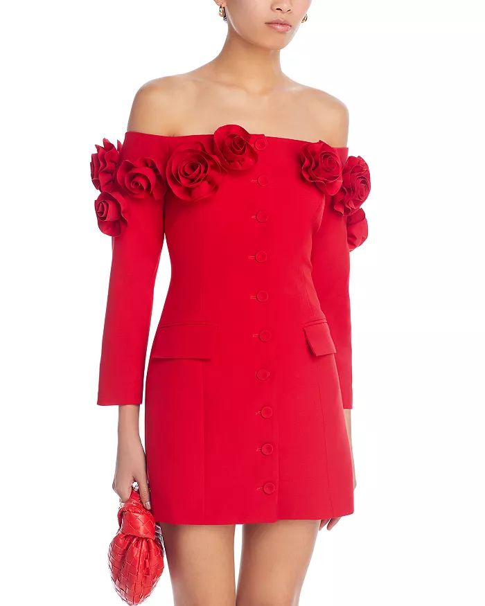 Off The Shoulder Rosette Mini Dress | Bloomingdale's (US)