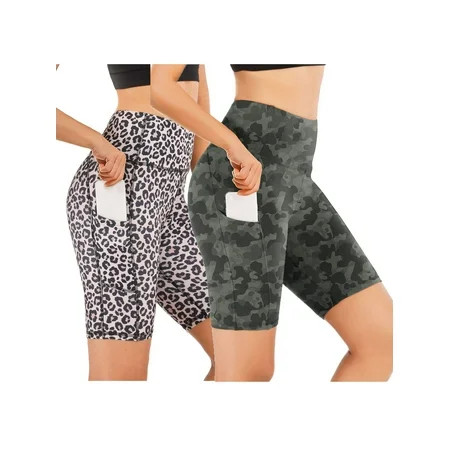 2PCS/Women Yoga Gym Workout Tummy Control Shorts Ladies Stretch Pocket Cycling Jersey Biker Shorts C | Walmart (US)
