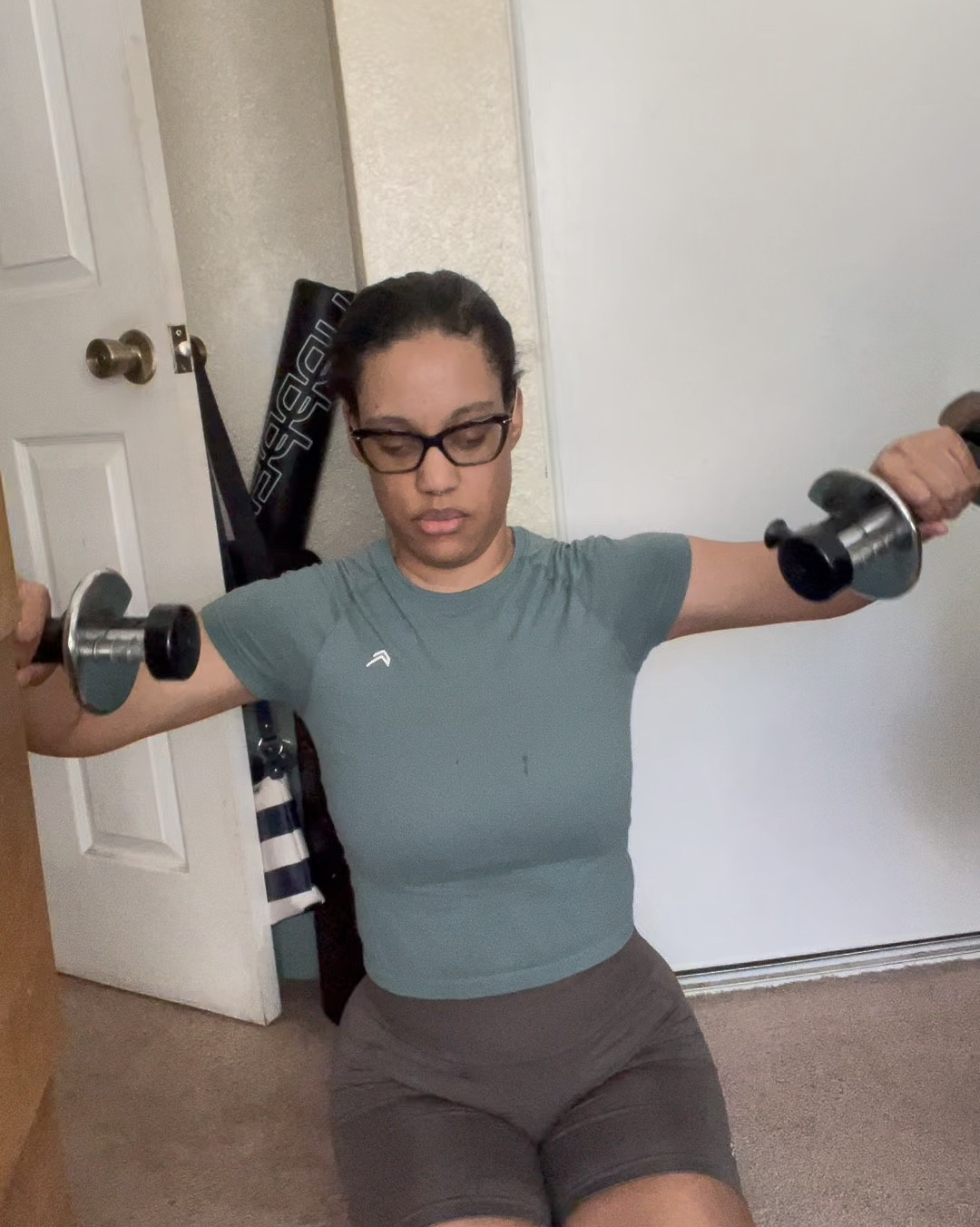 Arms & spinal Pilates wearing go to fitted seamless shirt and effortless shorts .


#LTKActive #LTKFindsUnder50 #LTKSaleAlert