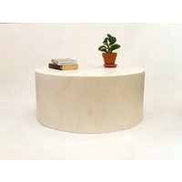 Whitewash Round Coffee Table Modern Drum Table, Extra Seating | Etsy (US)