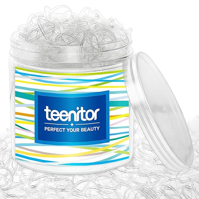 Teenitor Clear Elastic Hair Bands,2000pcs Mini Hair Rubber Bands,Hair Ties, Soft Hair Elastics Ti... | Amazon (US)