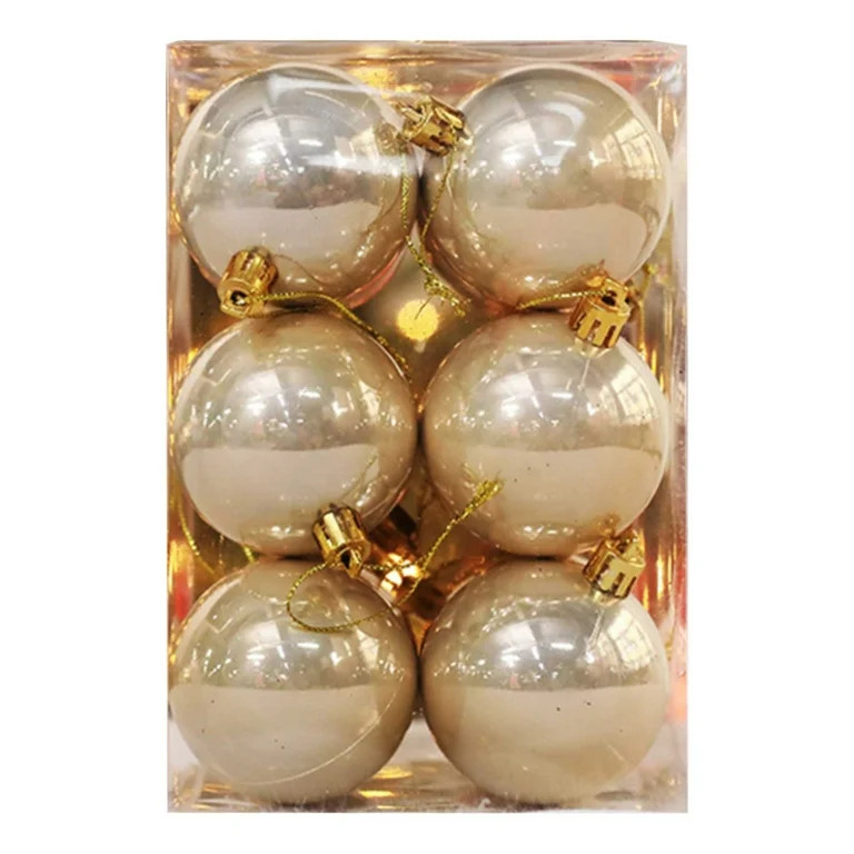 Gold 1 Box Of 12 Pieces Gold Christmas Ornament Balls Set For Holiday Tree Decoration Indoor Outd... | Walmart (US)