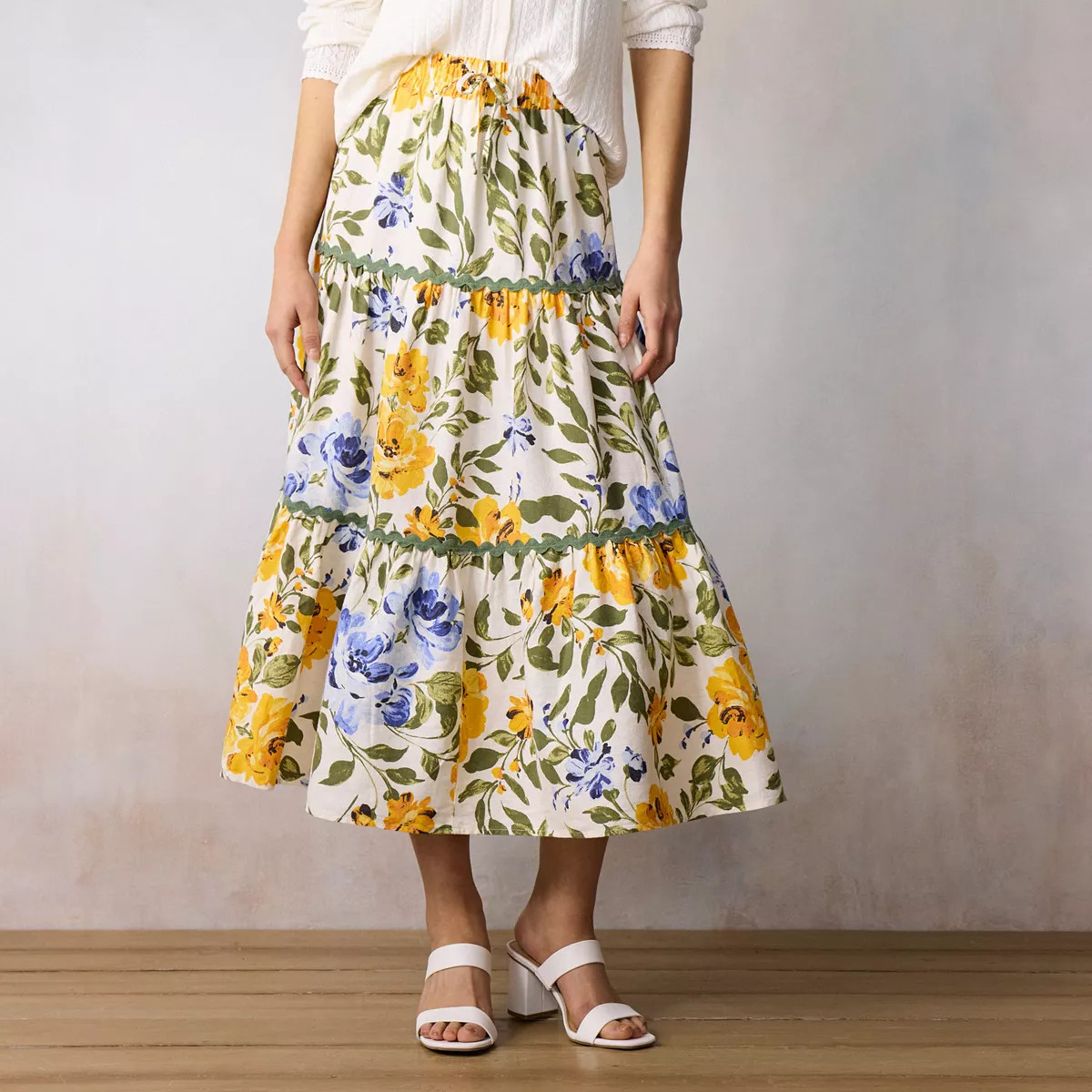 Women's LC Lauren Conrad Ric Rac Trim 3-Tiered Skirt, Size: Small, Gold Isabella Blooms | Kohl's