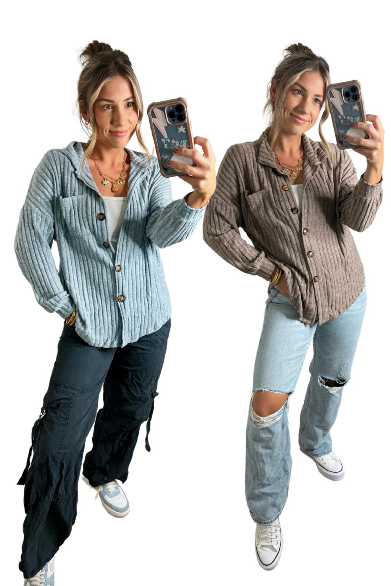 If you get this, you won’t want to take it off  it’s THAT GOOD🙌🏼 when it’s cool enough I’ll be living in this! So soft and cozy but so pretty! Love how it drops lower in the back as well, makes it perfect for leggings 👌🏼 lightweight shacket that comes in the cutest colors! 

In my true size small 

#LTKBeauty #LTKFindsUnder50 #LTKStyleTip