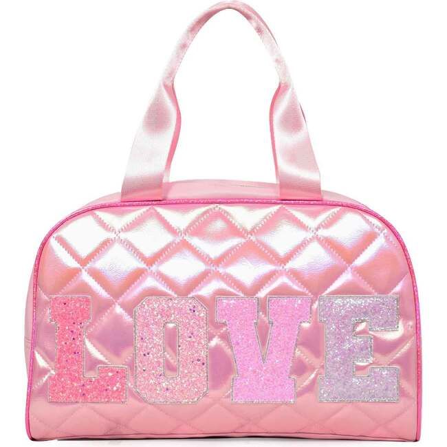 Love Diamond Quilted Medium Duffle Bag, Pink | Maisonette