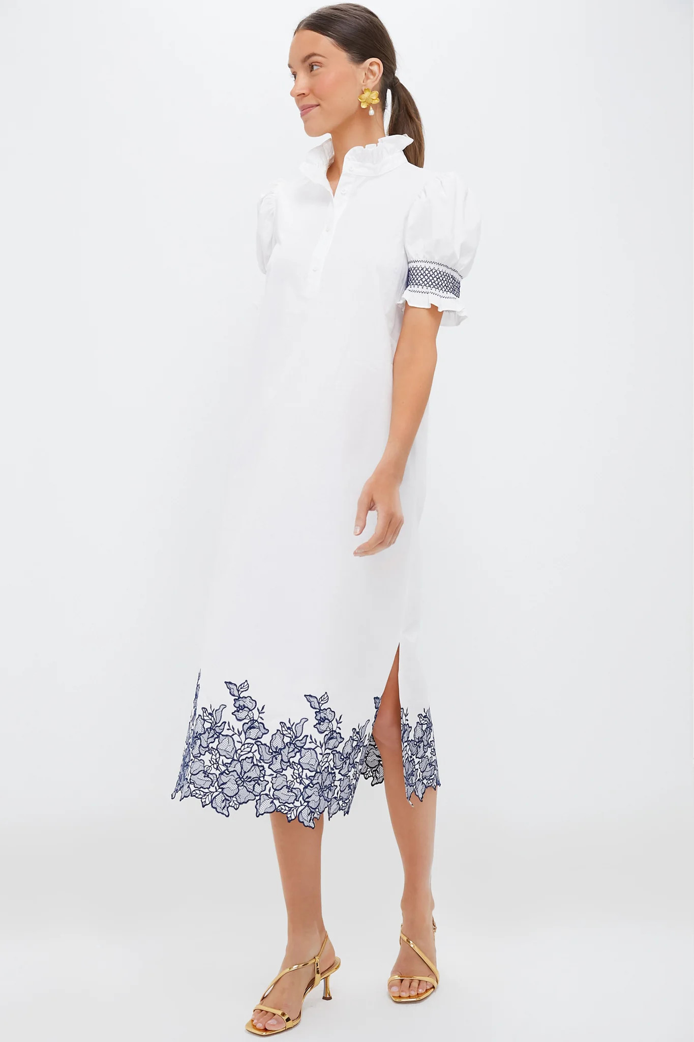 Navy Embroidery Eliza Midi Dress | Tuckernuck (US)