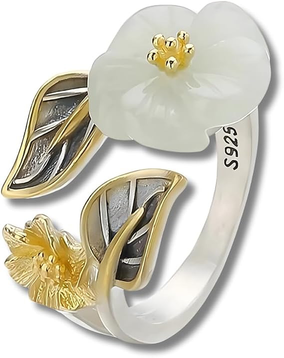 Anel Jade Branca e Flor de Ameixeira "Precious Amulet" – Ajustável, Proteção Espiritual, Mod... | Amazon (BR)