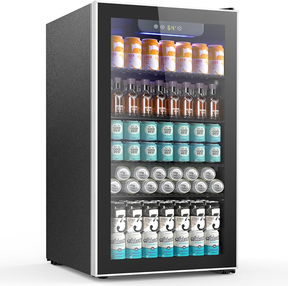 Joy Pebble Refrigerador de bebidas, refrigerador de bebidas para 120 latas con estantes ajustable... | Amazon (US)