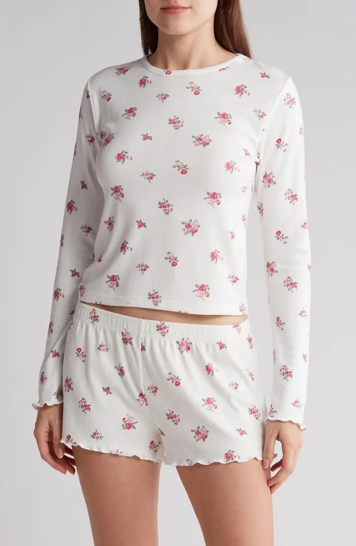 PJ Salvage Floral Print Long Sleeve Brushed Pointelle Pajama Top | Nordstromrack | Nordstrom Rack