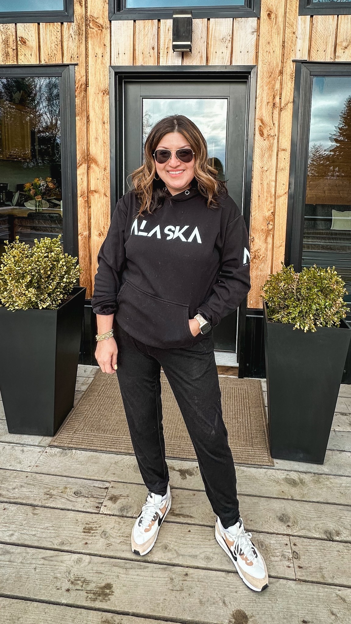 The Alaska Brand sweatshirt (find them on Instagram), size XL. Use code FNF15 for 15% off at checkout
Vuori joggers, L
Nike sneakers

#LTKMidsize #LTKSaleAlert #LTKOver40