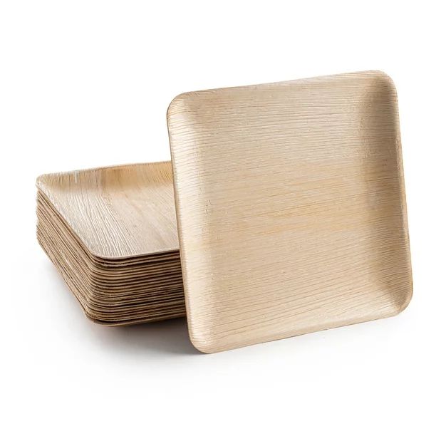 brheez Disposable 10 inch Dinner Party Bamboo-Style Square Plates - Biodegradable, Compostable Pa... | Walmart (US)