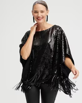 Sequin Fringe Poncho | Chico's