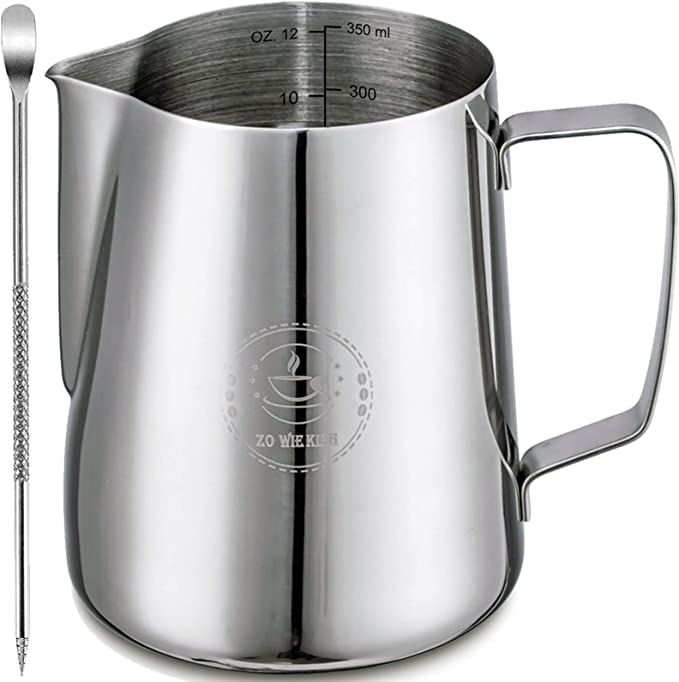 Milk Frothing Pitcher 12oz,Espresso Steaming Pitcher 12oz,Espresso Machine Accessories,Milk Froth... | Amazon (US)