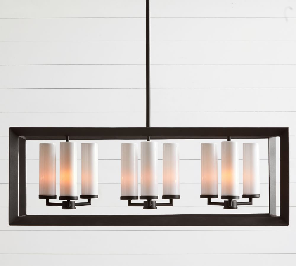 Sonora Indoor/Outdoor Milk Glass Linear Chandelier | Pottery Barn (US)
