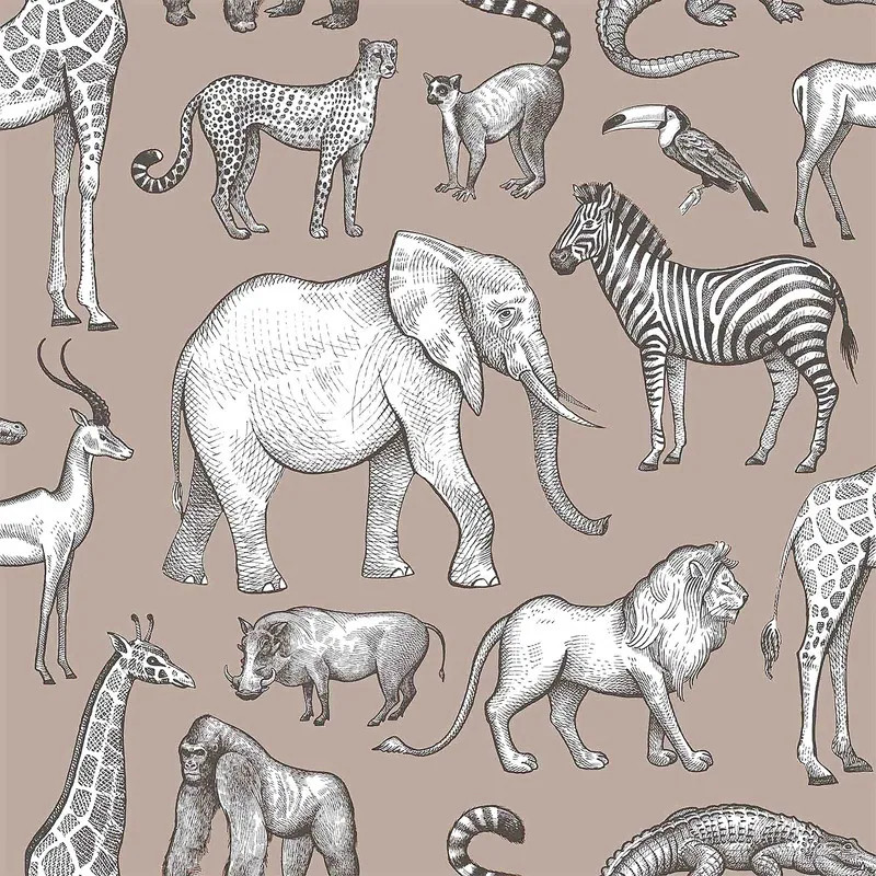 Kenji Light Brown Safari Wallpaper - 20.9 x 396 x 0.025 | Bed Bath & Beyond