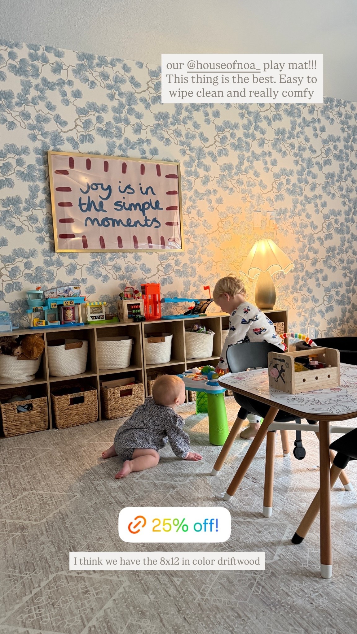 our @houseofnoa_ play mat!!! This thing is the best. Easy to wipe clean and really comfy  I think we have the 8x12 in color driftwood