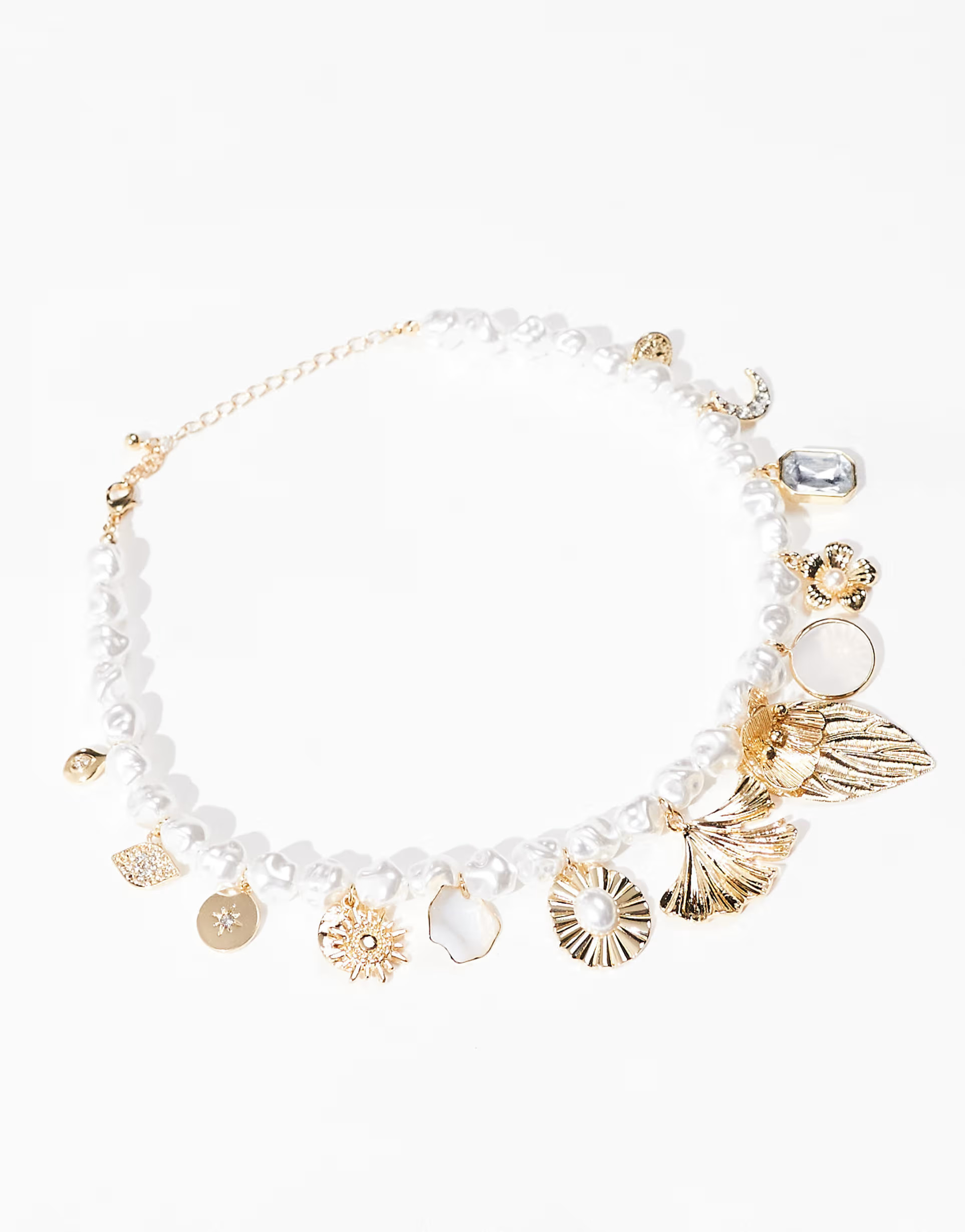 ASOS DESIGN short necklace with faux pearl and charm detail | ASOS (Global)