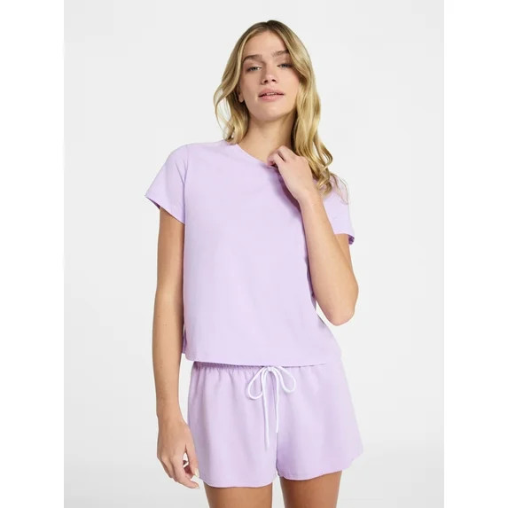 No Boundaries Sleep Tee and Shorts Set, 2-Piece, Women’s XXS-3X | Walmart (US)