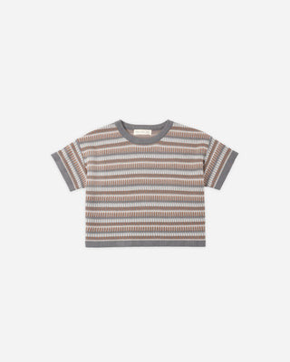 Boxy Crop Knit Tee Multi-Stripe | Rylee + Cru