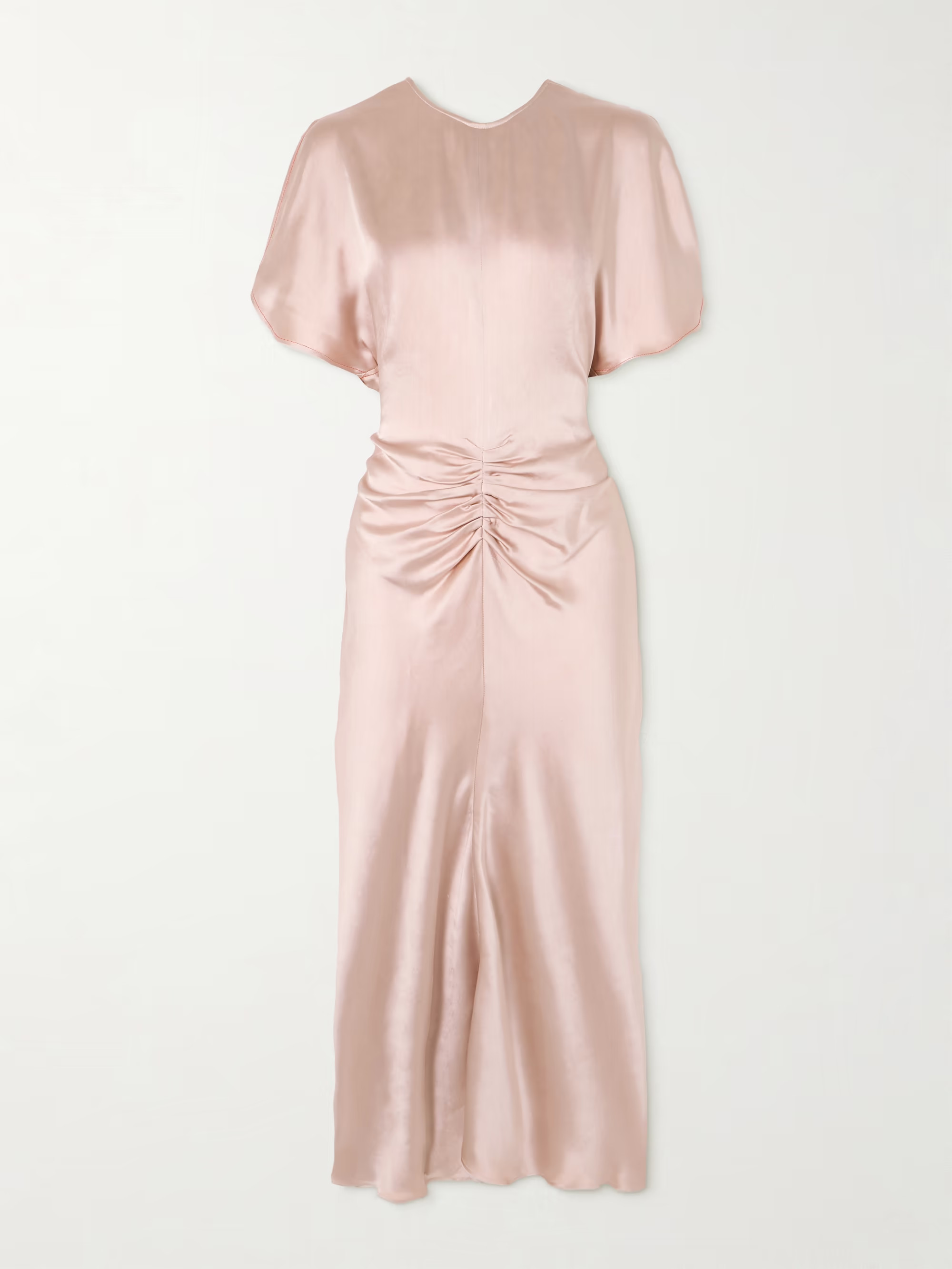 Gathered satin midi dress | NET-A-PORTER (UK & EU)