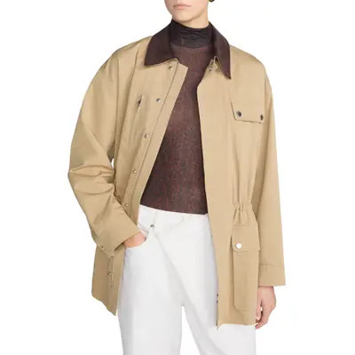 FRAME Twill Safari Jacket in Khaki at Nordstrom, Size X-Large | Nordstrom