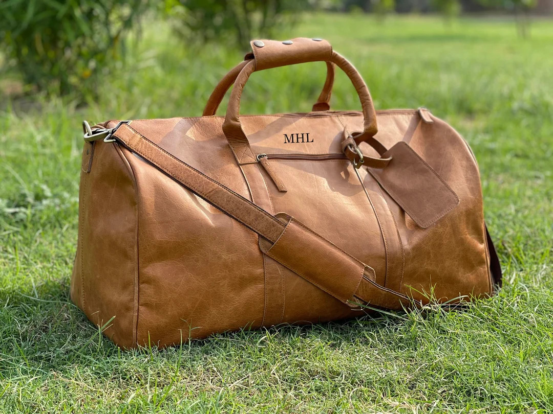 Personalized Mens travel bag, Monogrammed Duffel Bag, Weekend Luggage Bags, 24" duffle bag grooms... | Etsy (US)