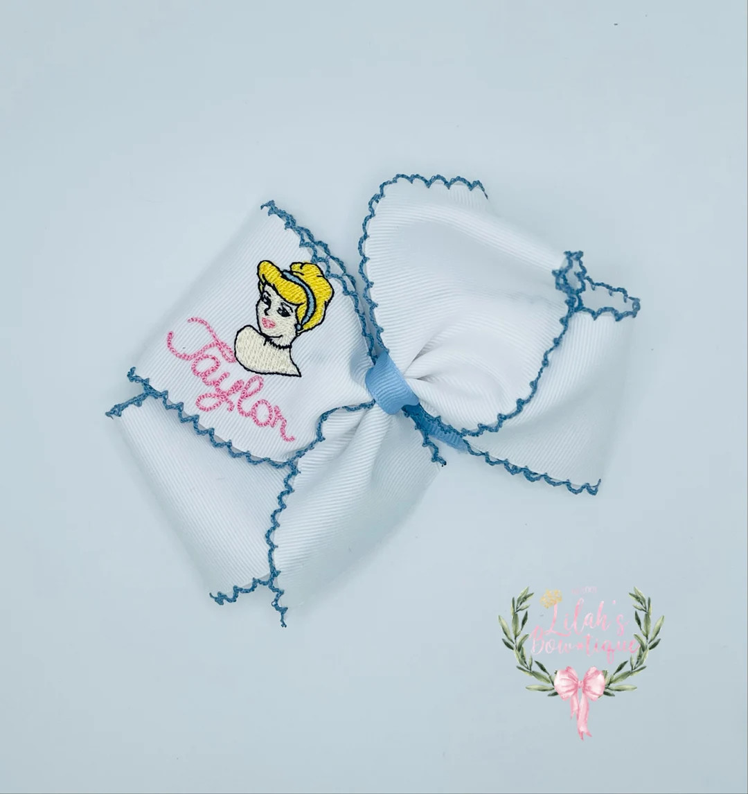 Custom Personalized Cinderella Princess Moonstitch Ribbon Hair Bow - Etsy | Etsy (US)