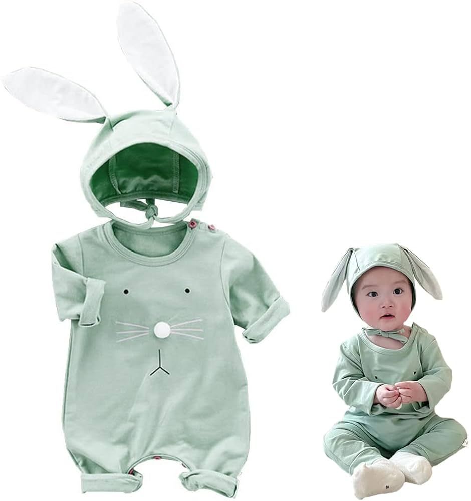 XIFAMNIY Easter Outfits Baby Girls Boys Bunny Romper Bodysuit Jumpsuit Infant Newborn with Rabbit... | Amazon (US)