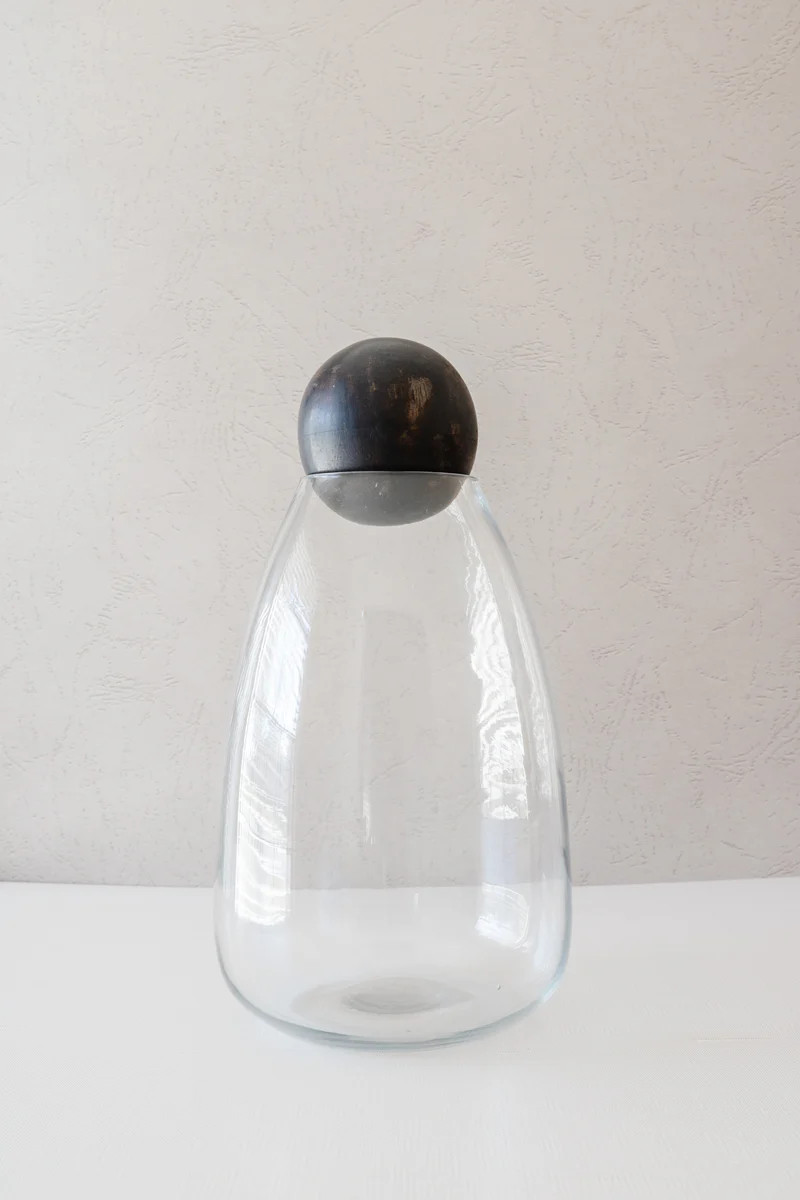 Large Natural Mango Wood and Glass Carafe | APIARY by The Busy Bee