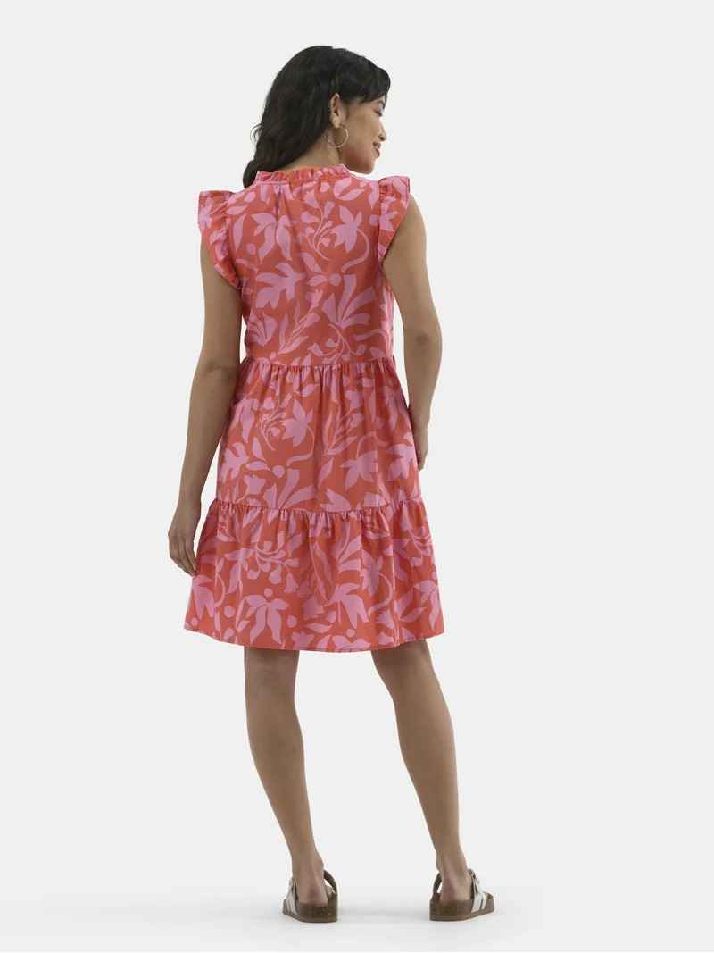 Time and Tru Women's Flutter Sleeve Mini Dress, Sizes XS-XXXL | Walmart (US)